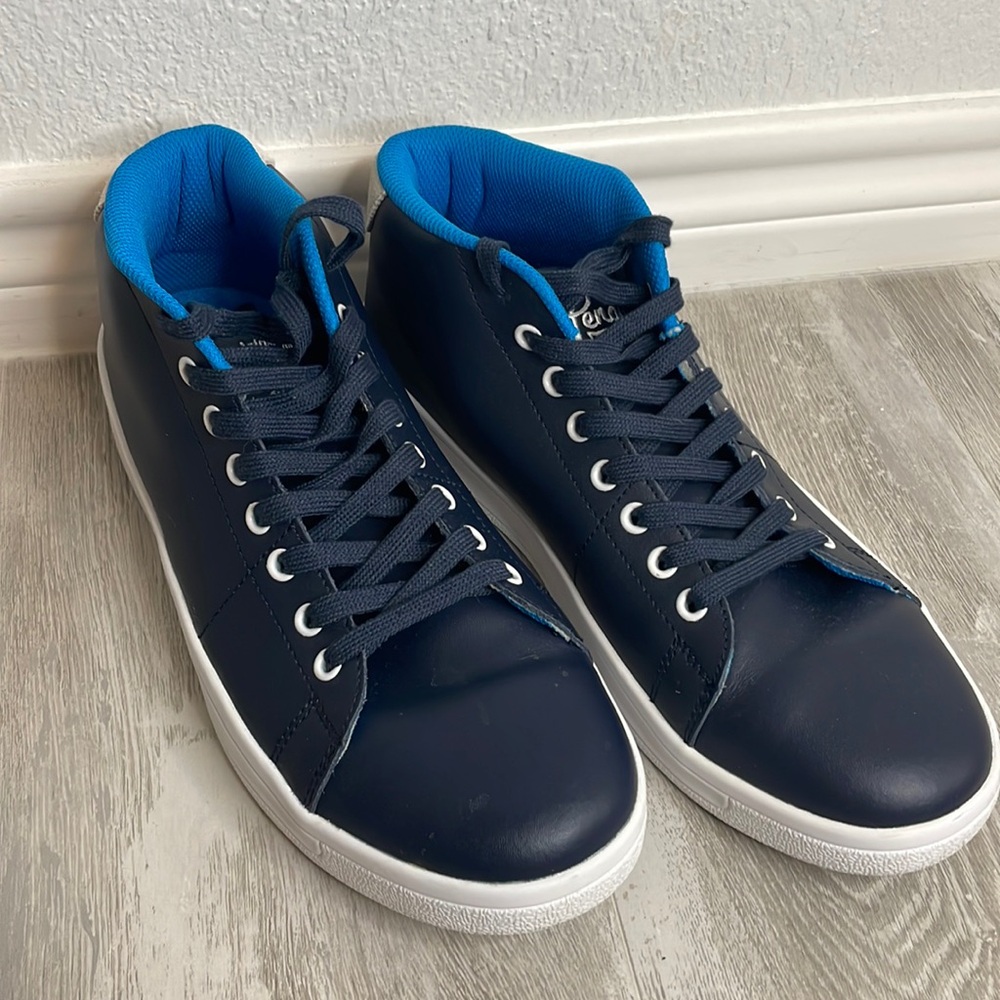 New Penguin Barker Mid Top Leather Navy Blue Sneakers 11